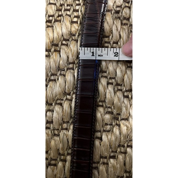 Brighton Ladies L 24507 Croc Alligator Stamp Sz LG  Brown & Silver Leather Belt - Picture 9 of 10